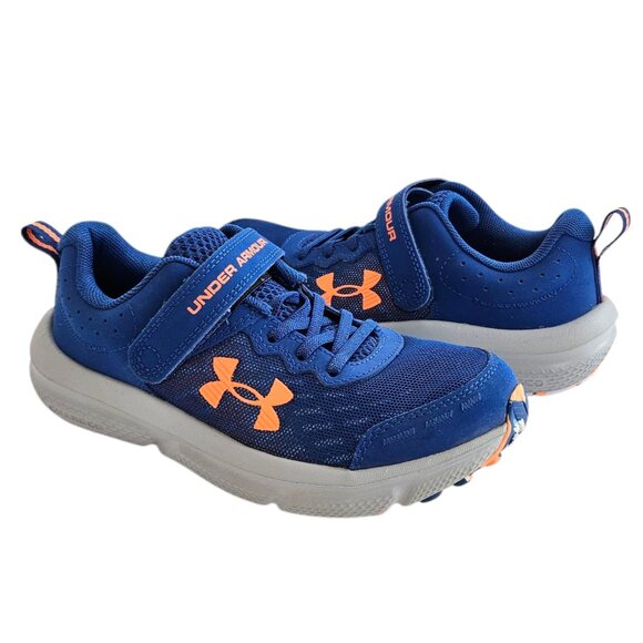 Under Armour Boys Shoes, Blue & Orange, Youth Size 2.5, Excellent Used Condition - Picture 2 of 16